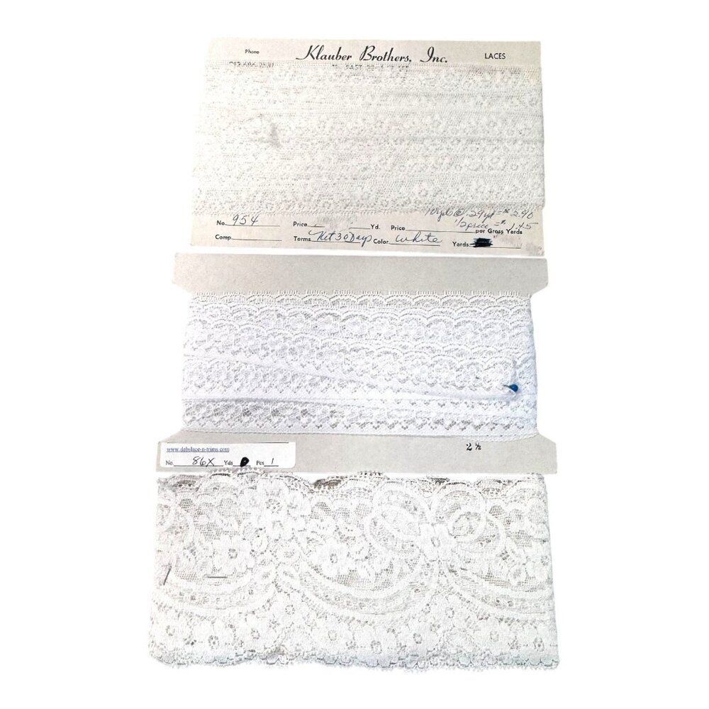 Vintage Klauber Brothers Lace Trim LOT 3 Style White Cotton Nylon Lingerie Panty